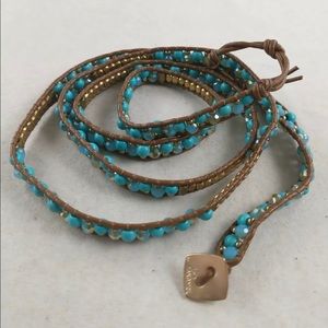 ANTHROPOLOGIE Nakamol Turquoise beaded Wrap bracelet